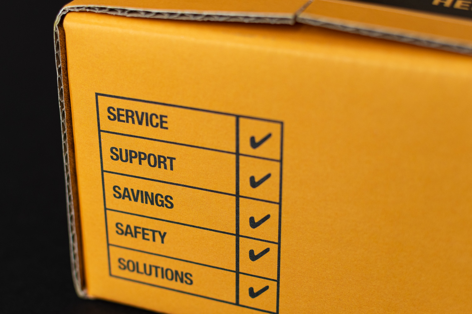 Finning CAT mailer box design detail benefits