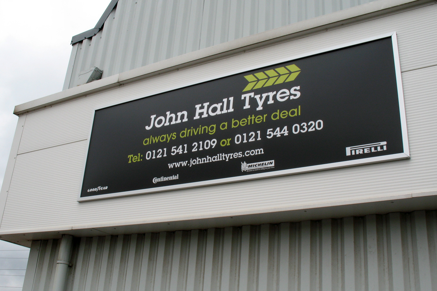 john hall tyres signage